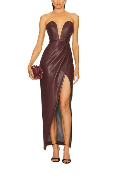 Fori Maxi Women Casual Leather Dress Party Wear